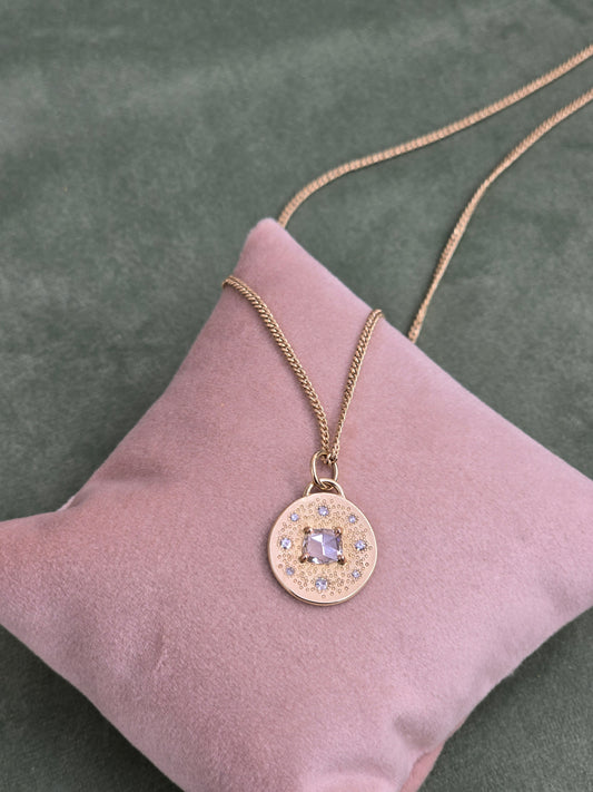 GIA Certified Natural Diamond 14K (585) Yellow Gold Pendant