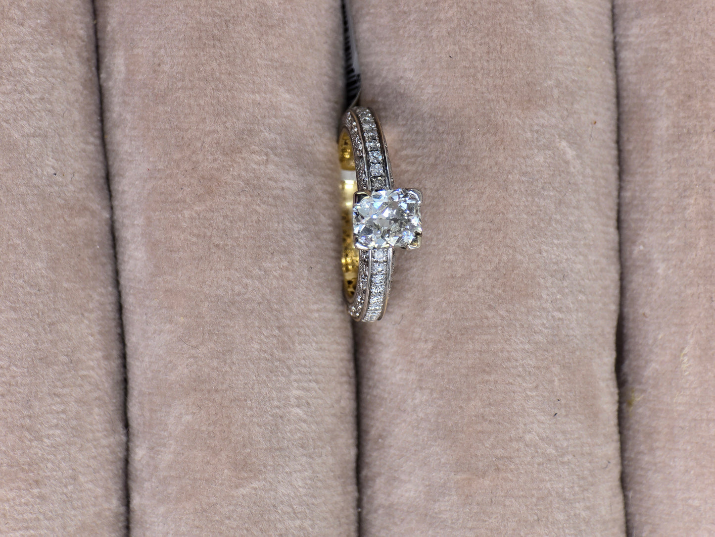 engagement Ring with natural Cushion diamond