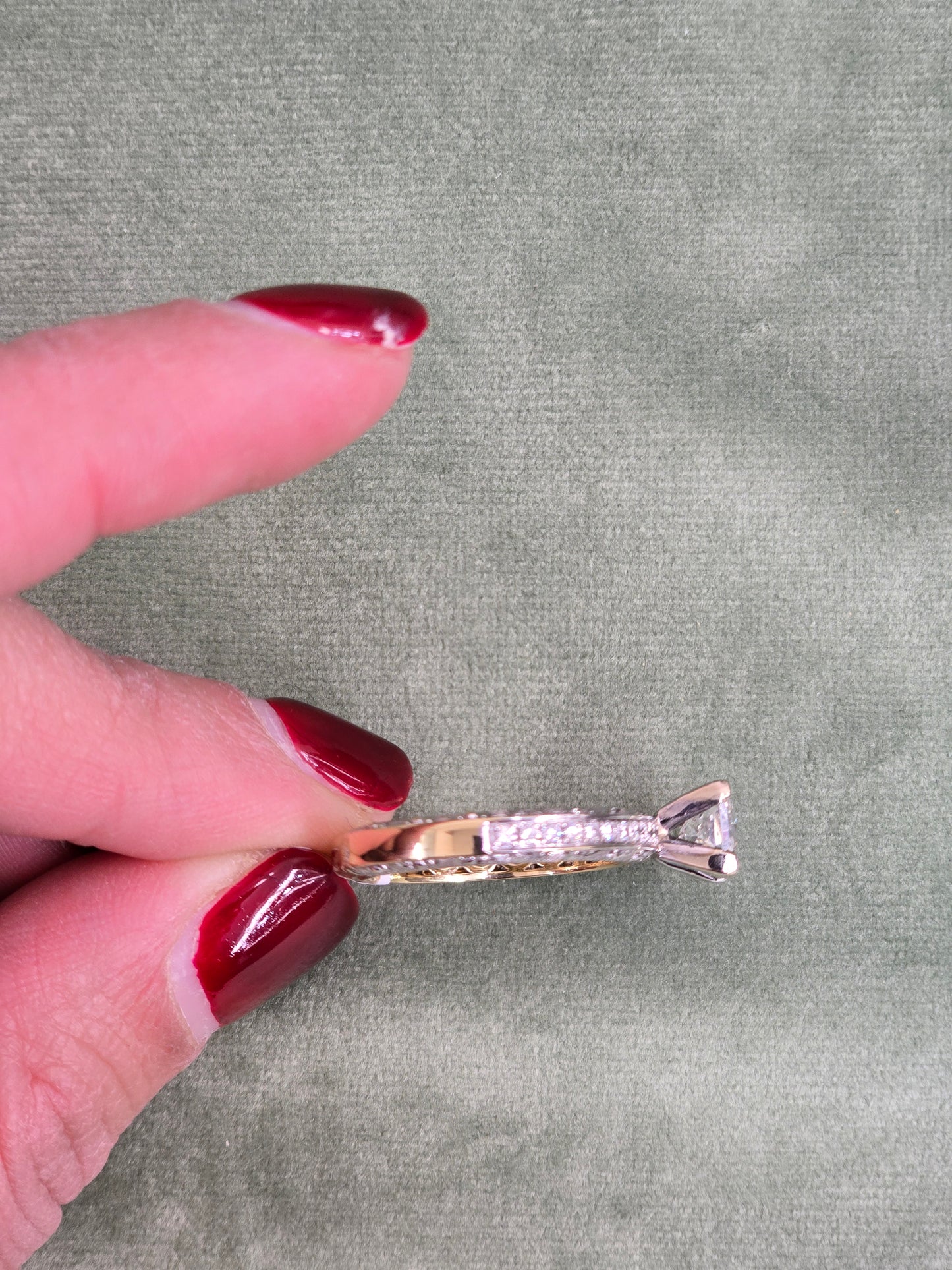 engagement Ring with natural Cushion diamond