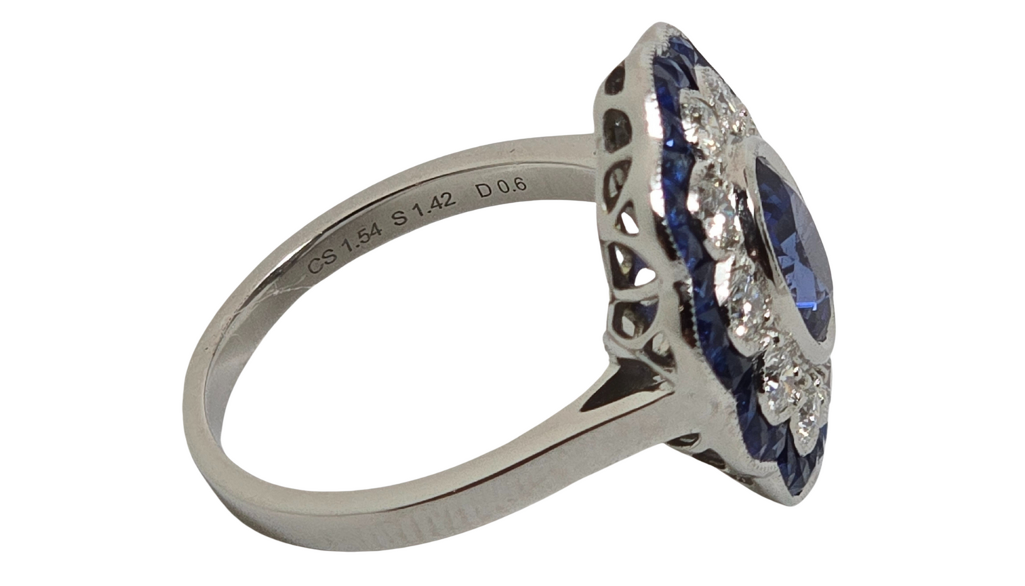 GIA certified Sapphire and diamond ring