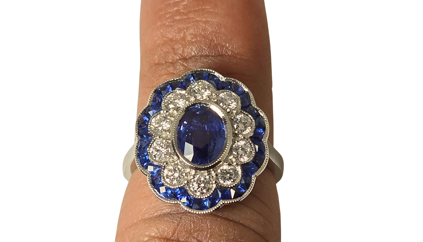 GIA certified Sapphire and diamond ring