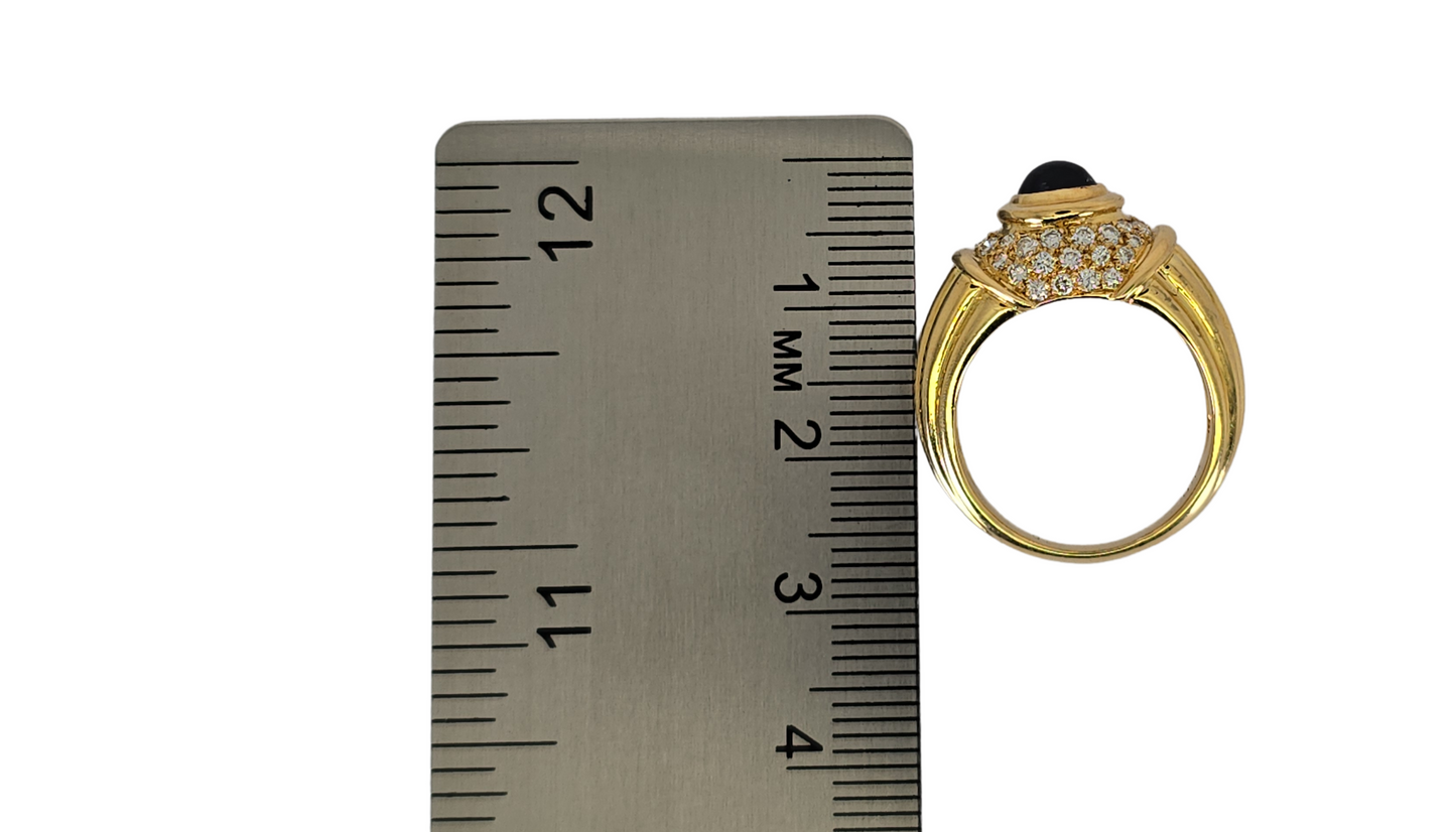 18K (750) Yellow Gold, VVS-VS 0.80 Ct Natural Diamond & 0.7 Ct Sapphire, 8.9gram