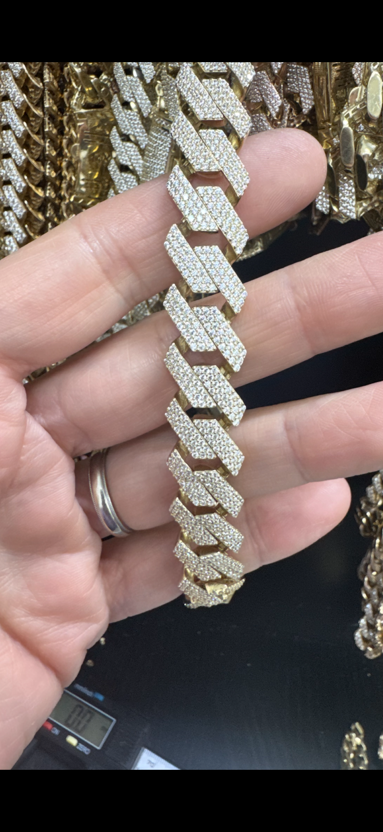 Gold monaco chain full CZ