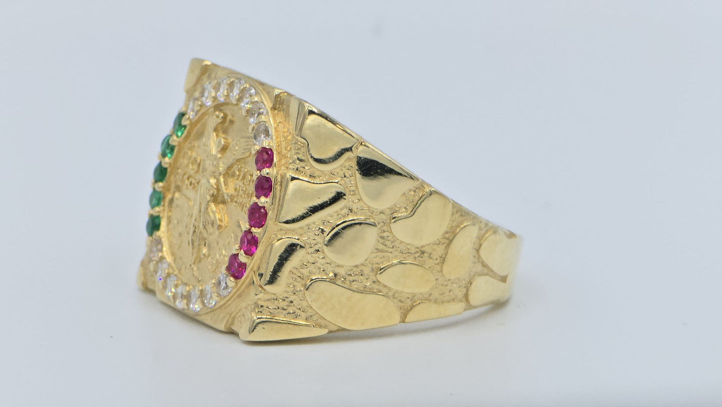 14K SOLID GOLD MEXICAN CENNTENARIO 50 COIN CZ RING