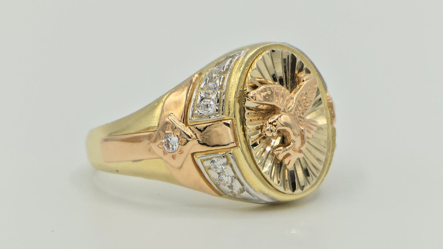 14K gold two tone colour eagle ring