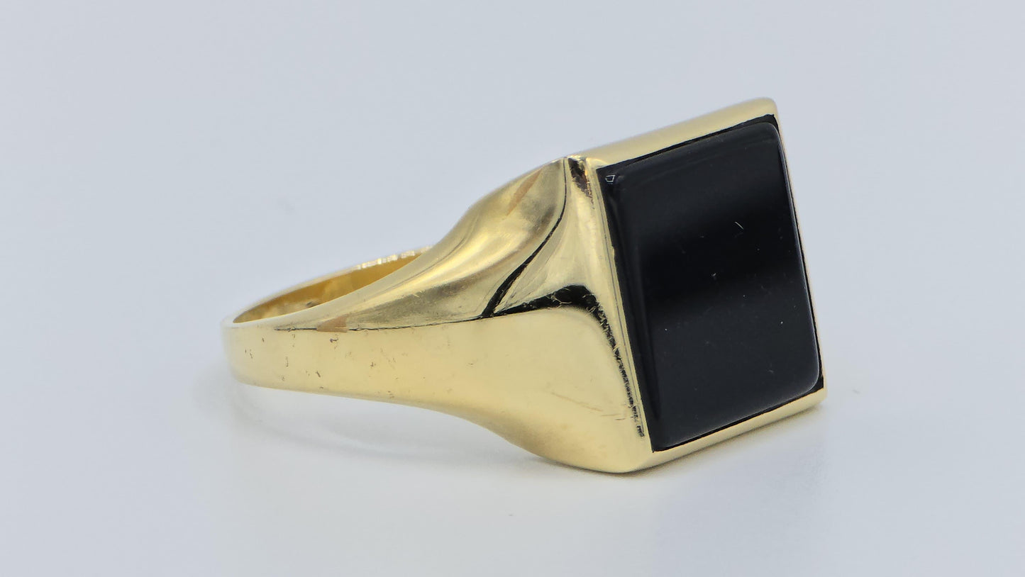 14K gold two tone colour eagle onyx ring