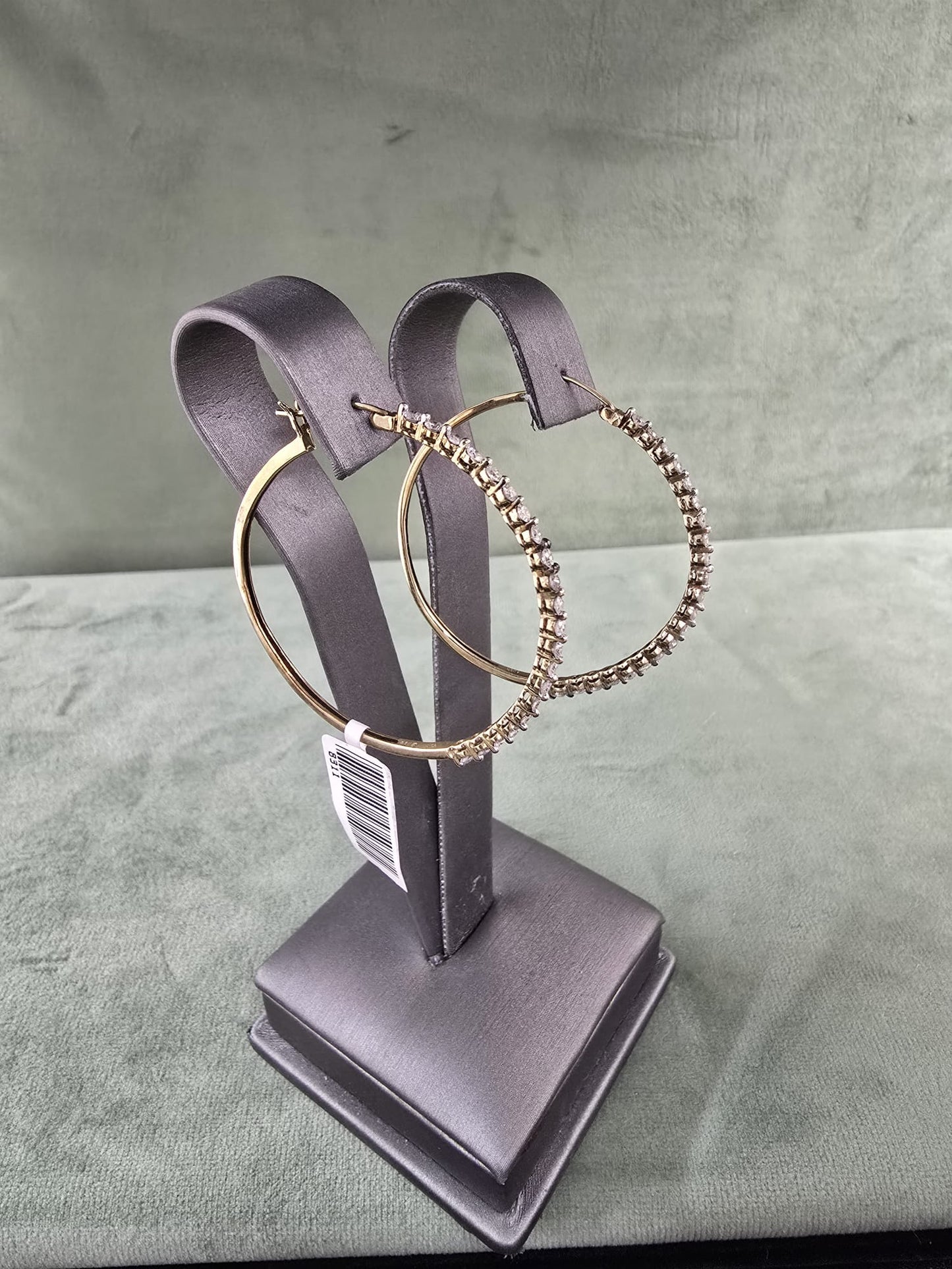 14k Natural Diamond hoop earrings