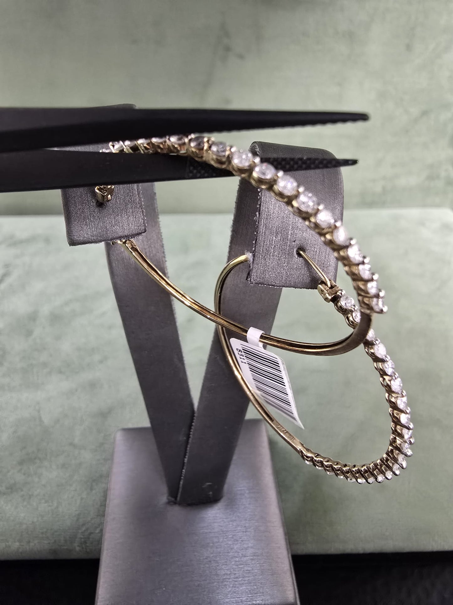 14k Natural Diamond hoop earrings