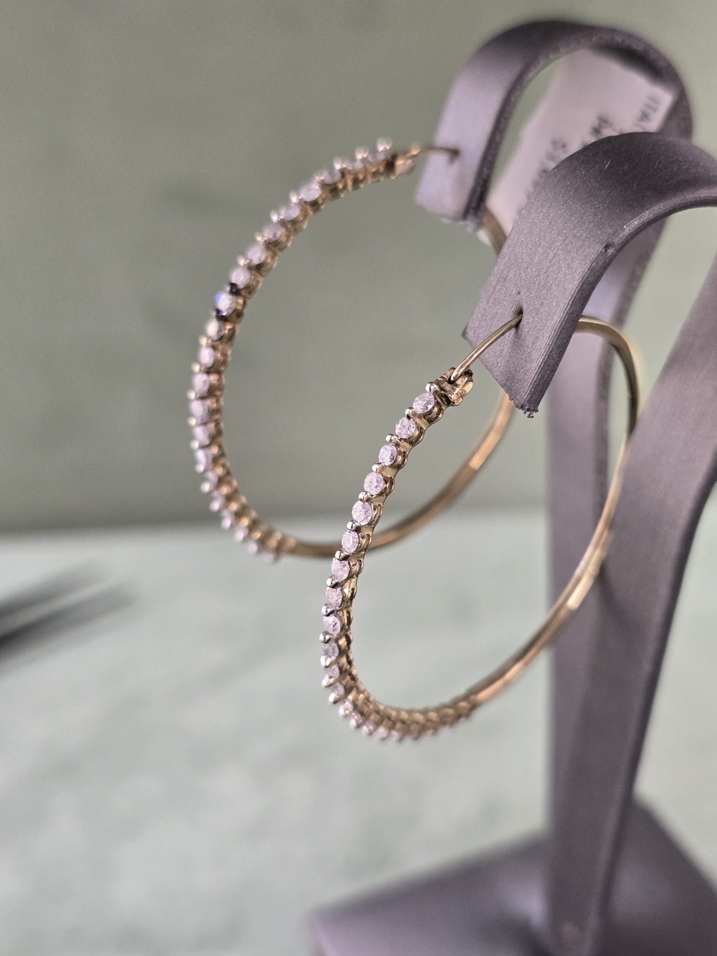 14k Natural Diamond hoop earrings