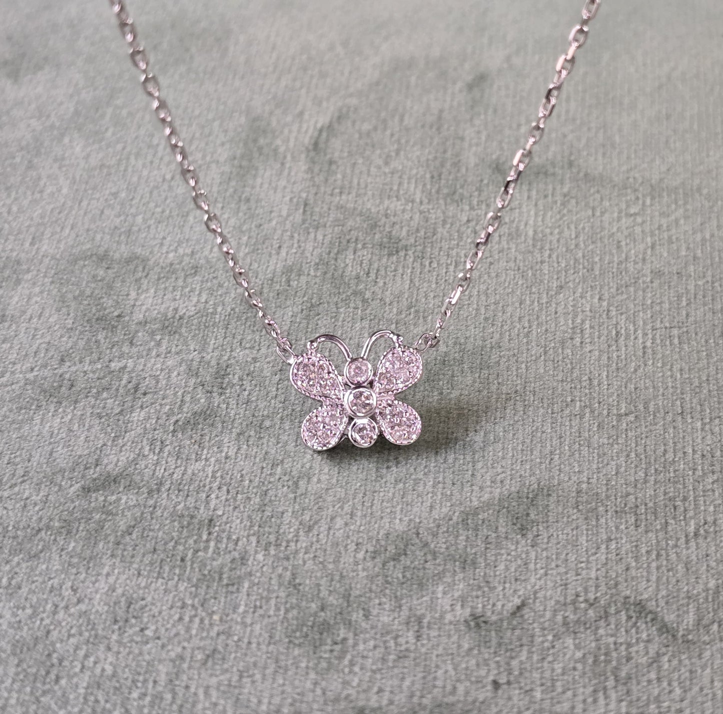 14k Natural Diamond Butterfly necklace