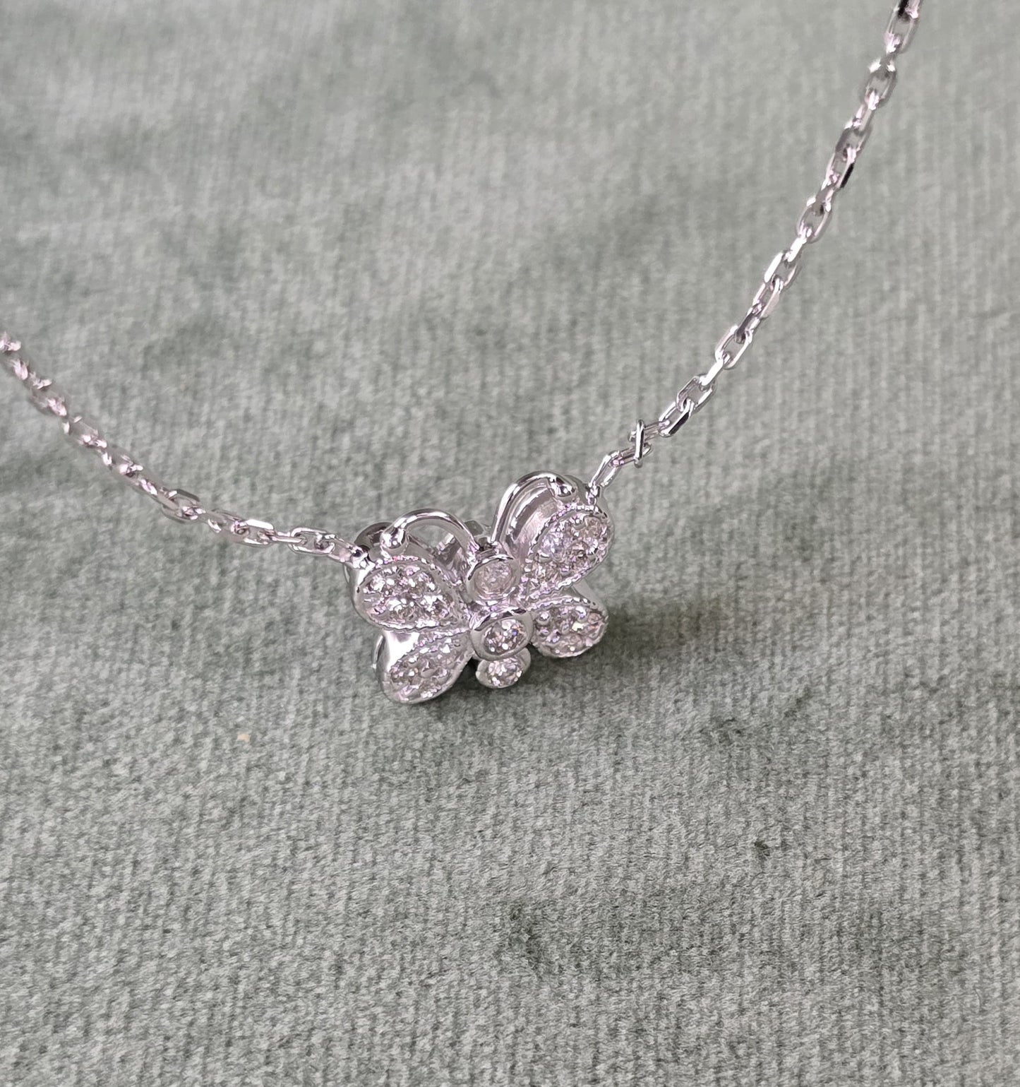 14k Natural Diamond Butterfly necklace