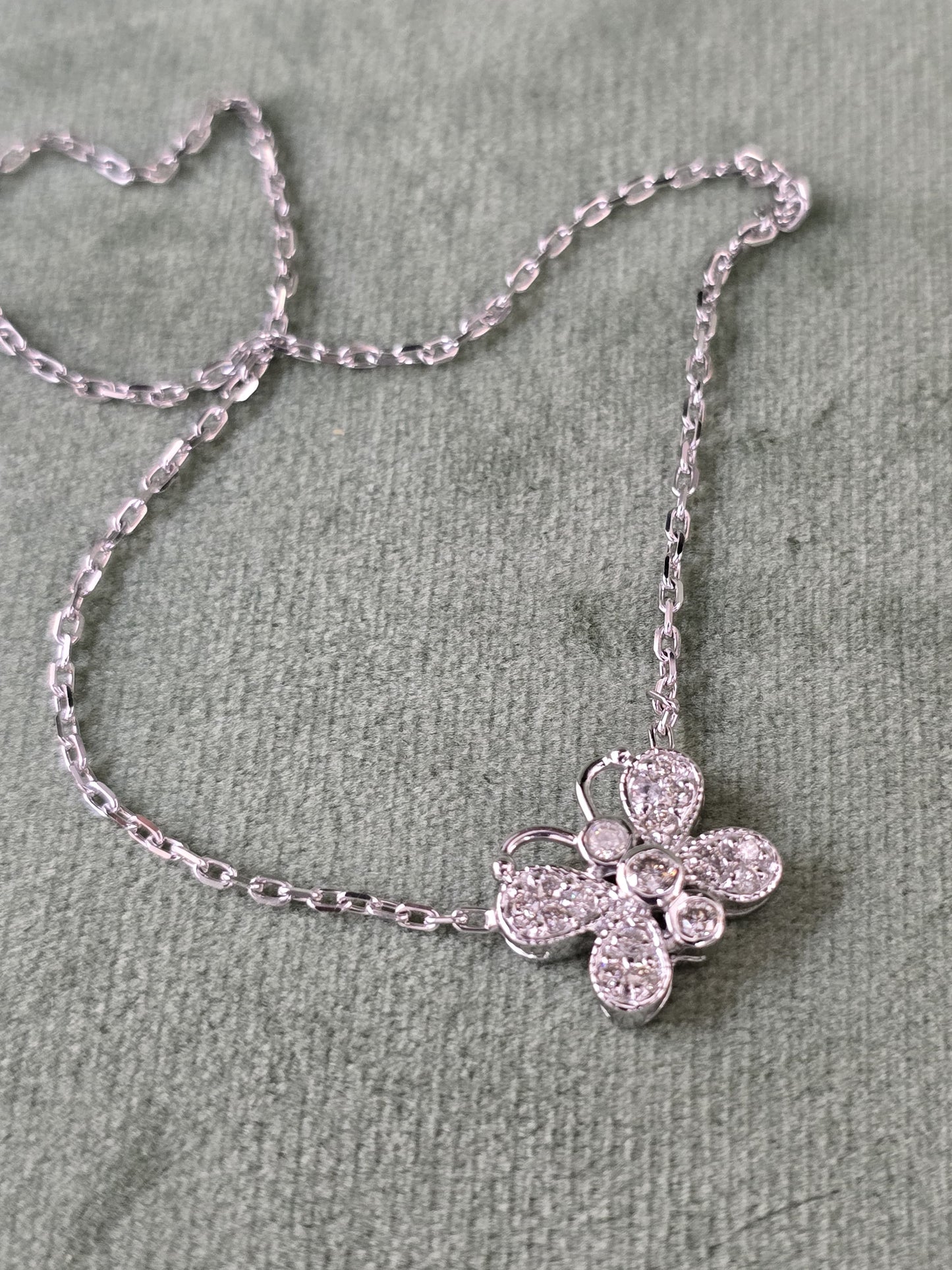 14k Natural Diamond Butterfly necklace