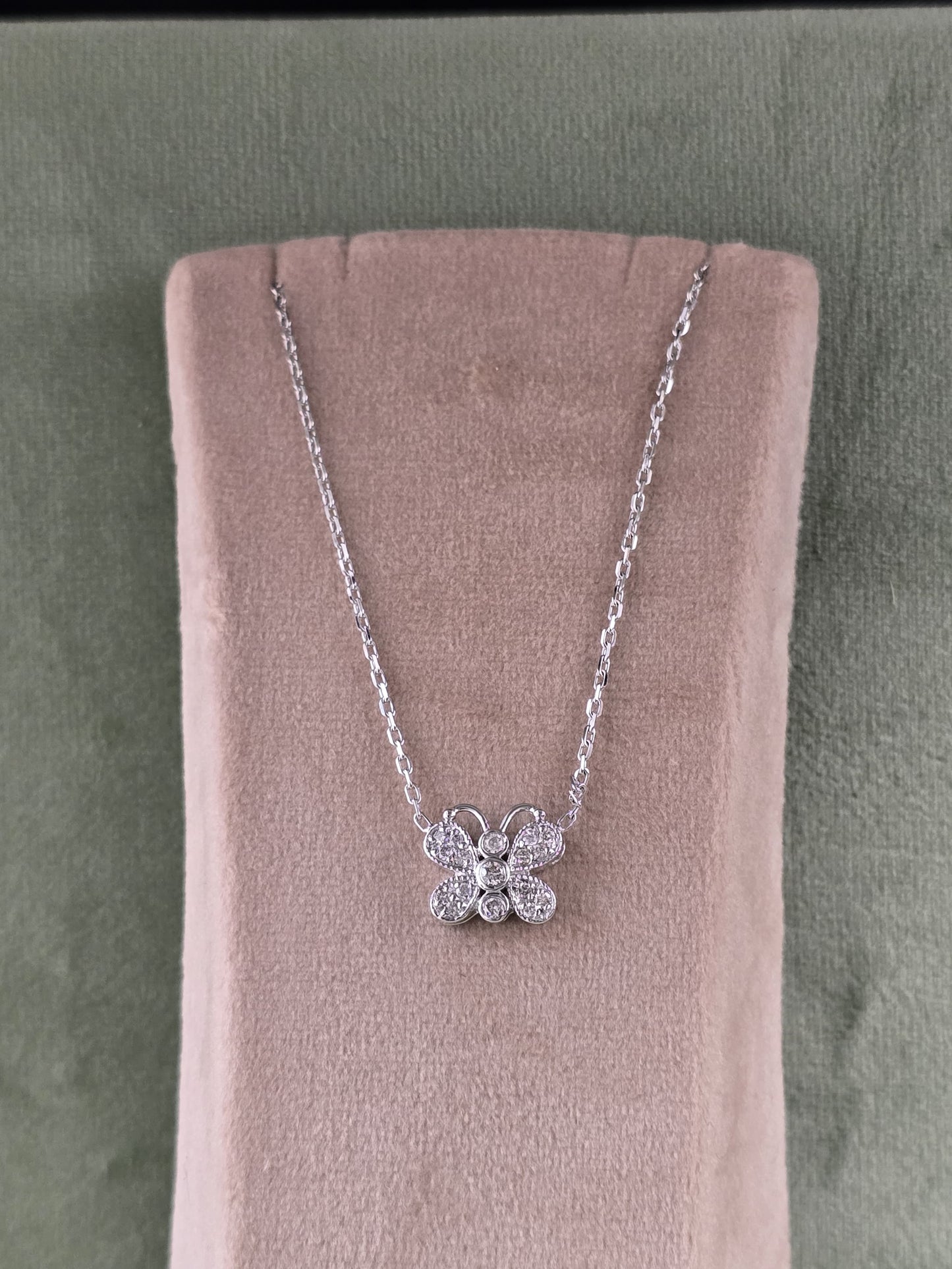 14k Natural Diamond Butterfly necklace
