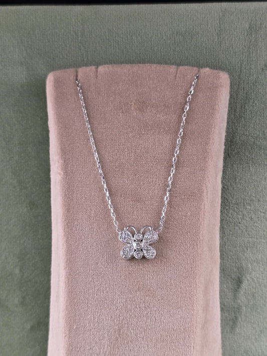14k Natural Diamond Butterfly necklace
