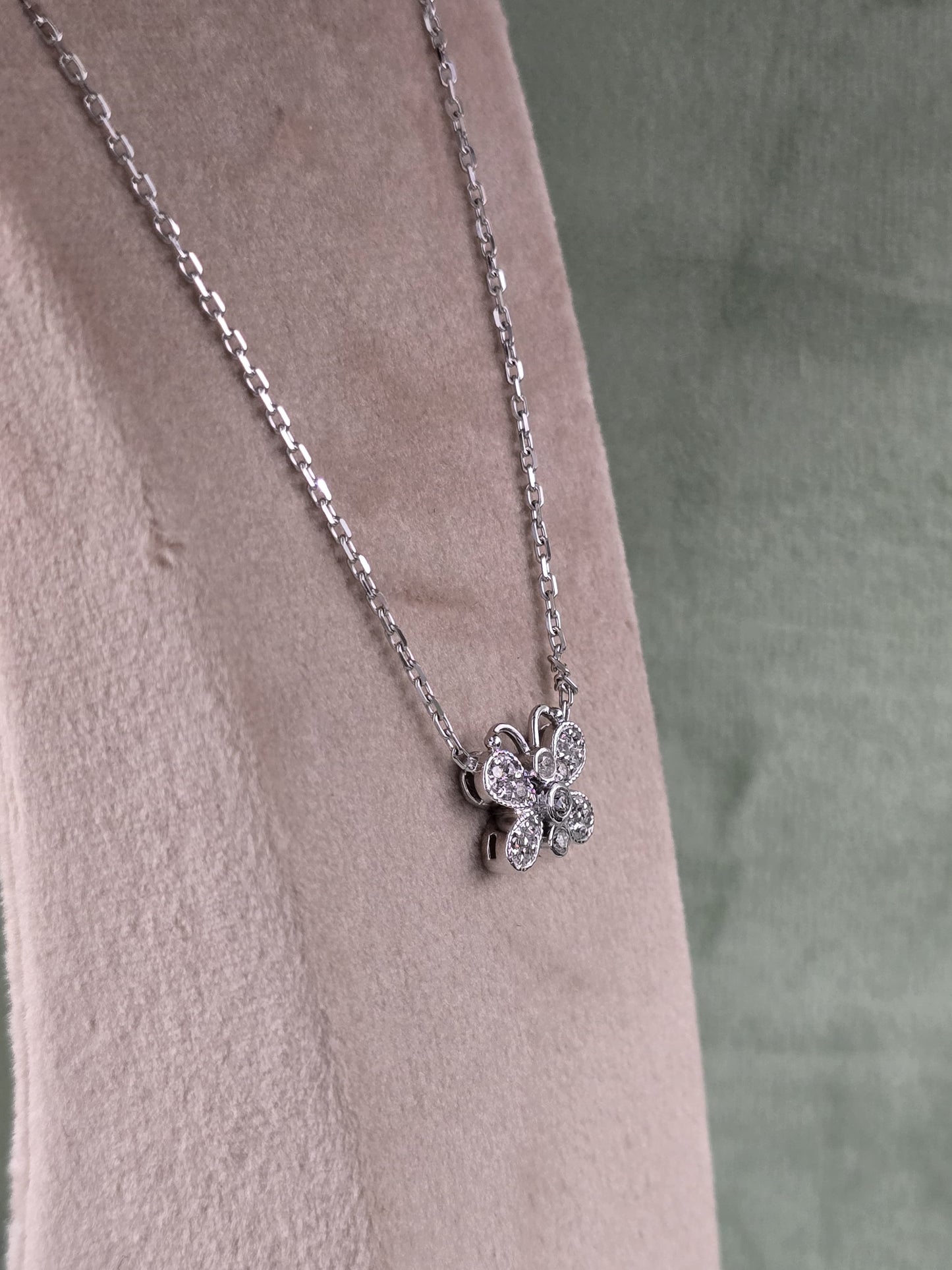 14k Natural Diamond Butterfly necklace