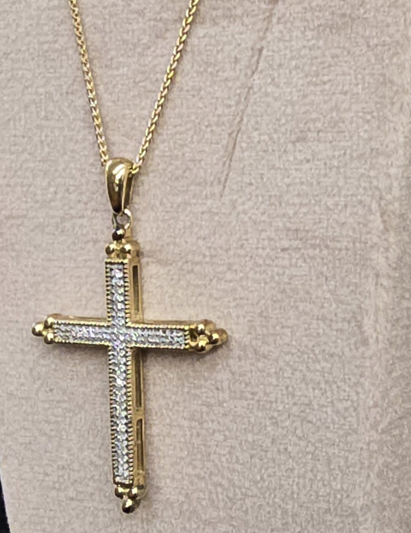 10k Natural Diamond Cross Necklace