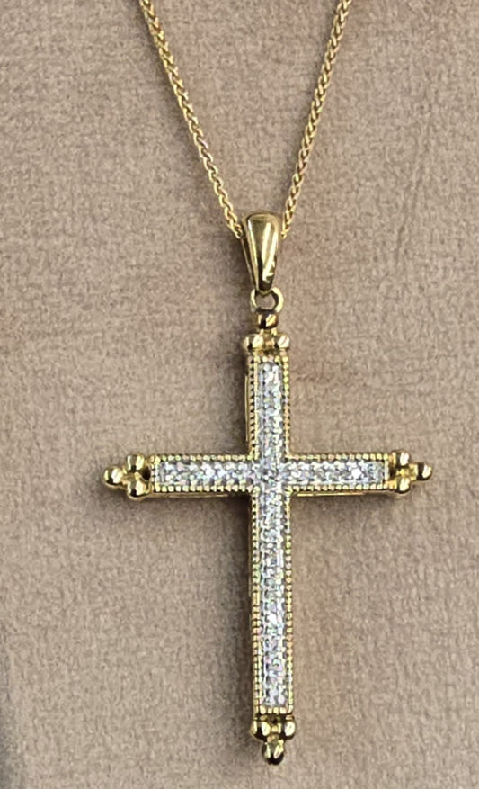 10k Natural Diamond Cross Necklace