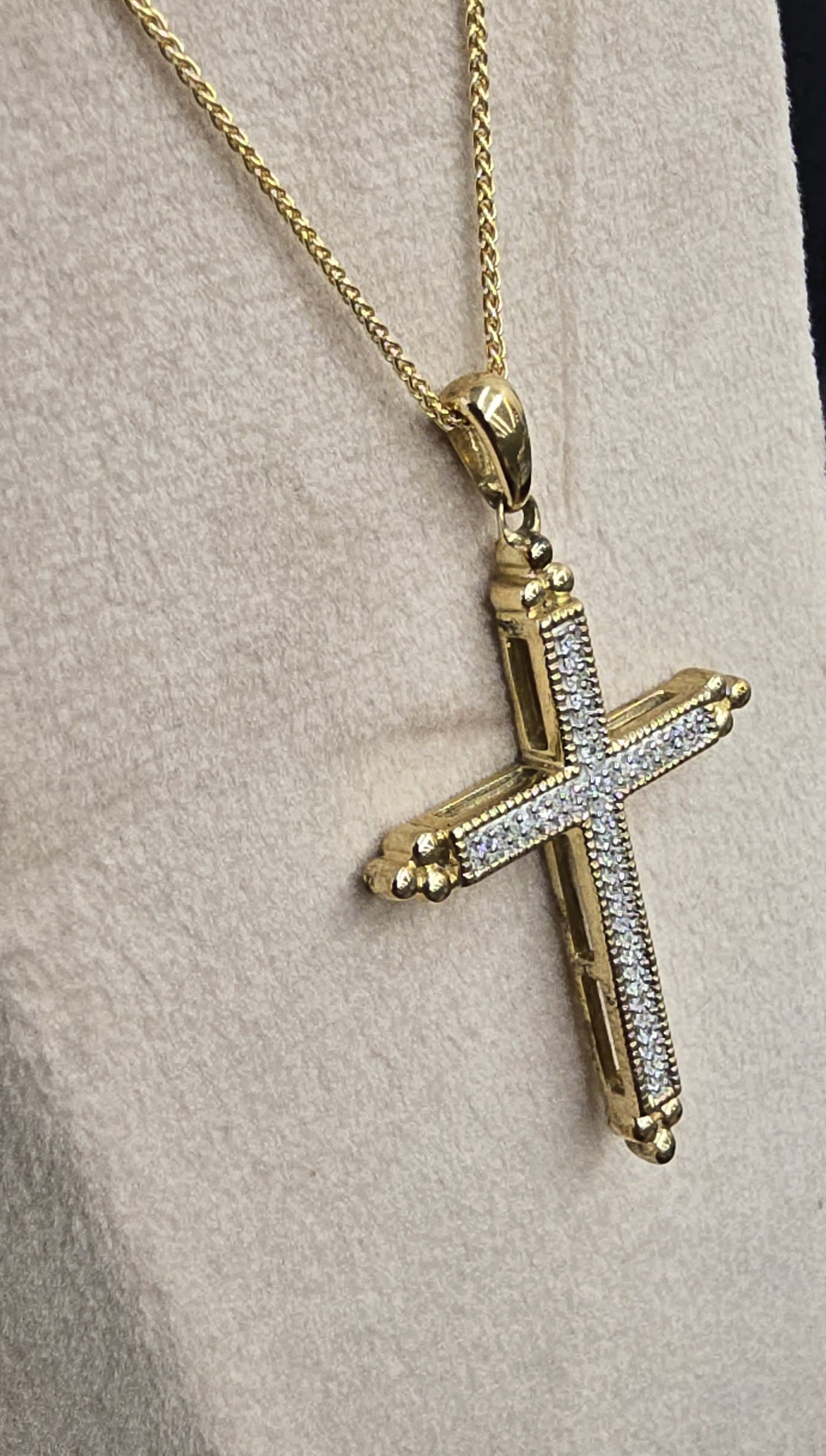 10k Natural Diamond Cross Necklace