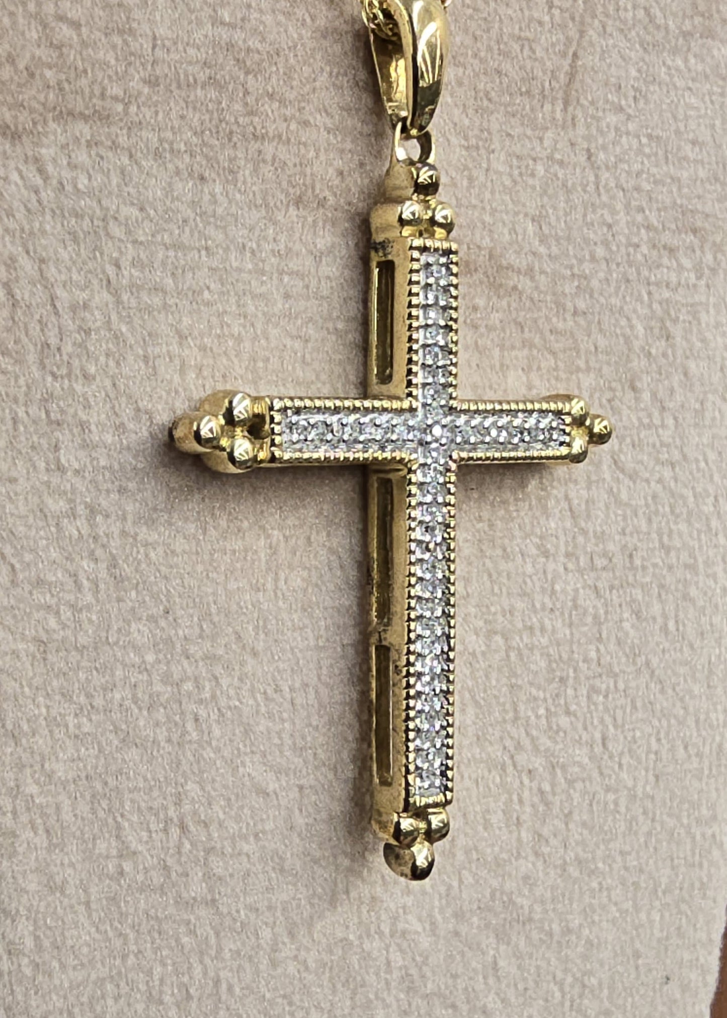 10k Natural Diamond Cross Necklace