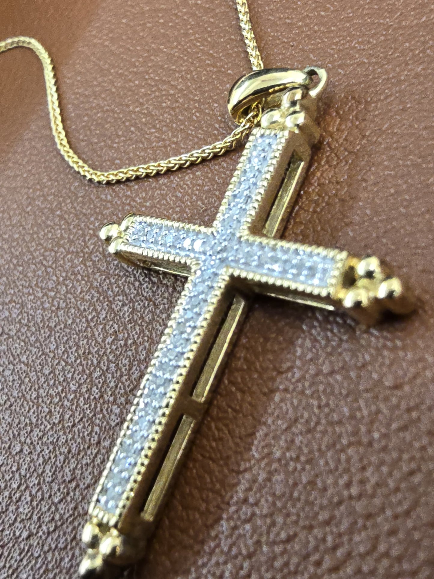 10k Natural Diamond Cross Necklace