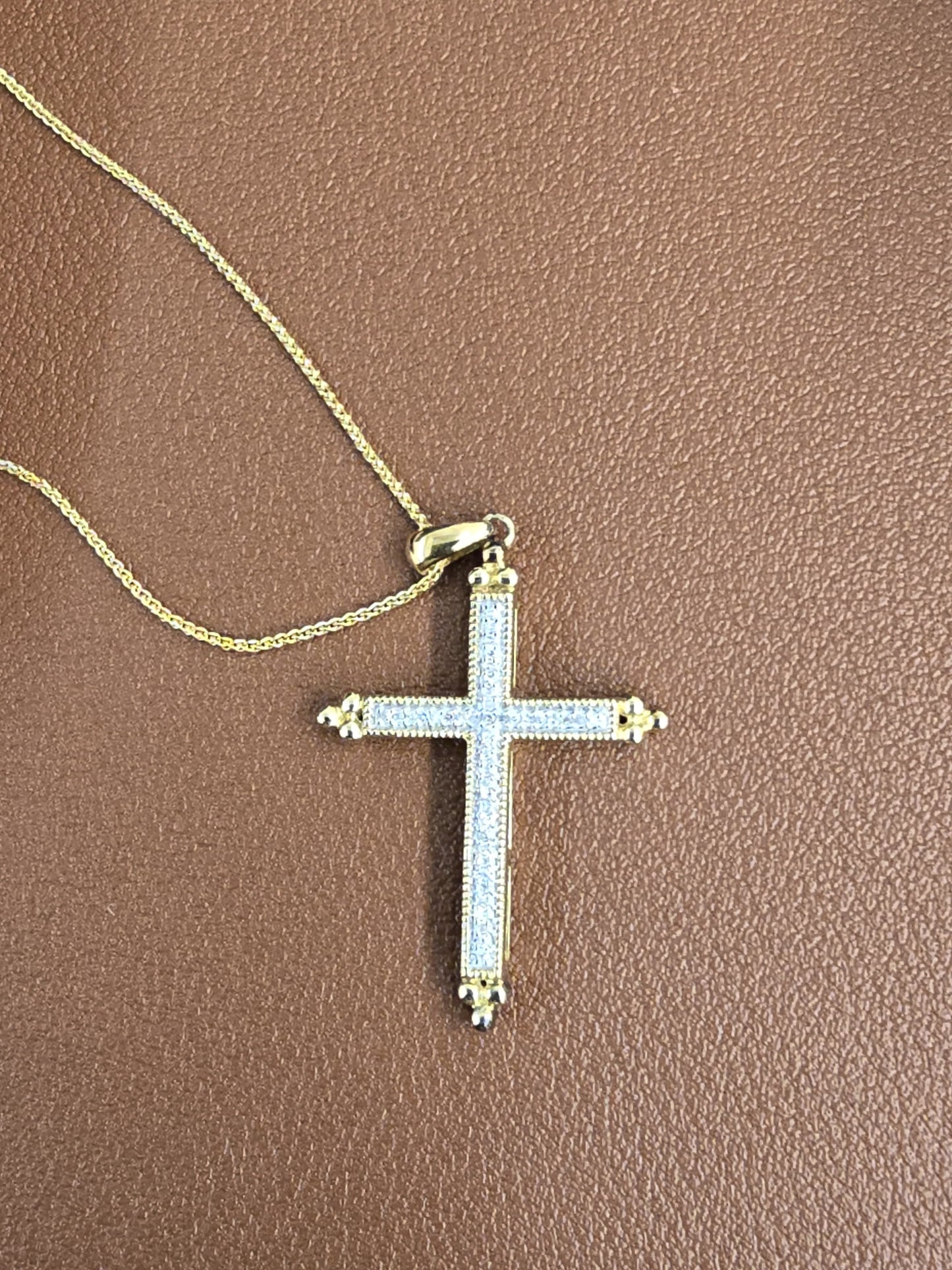 10k Natural Diamond Cross Necklace