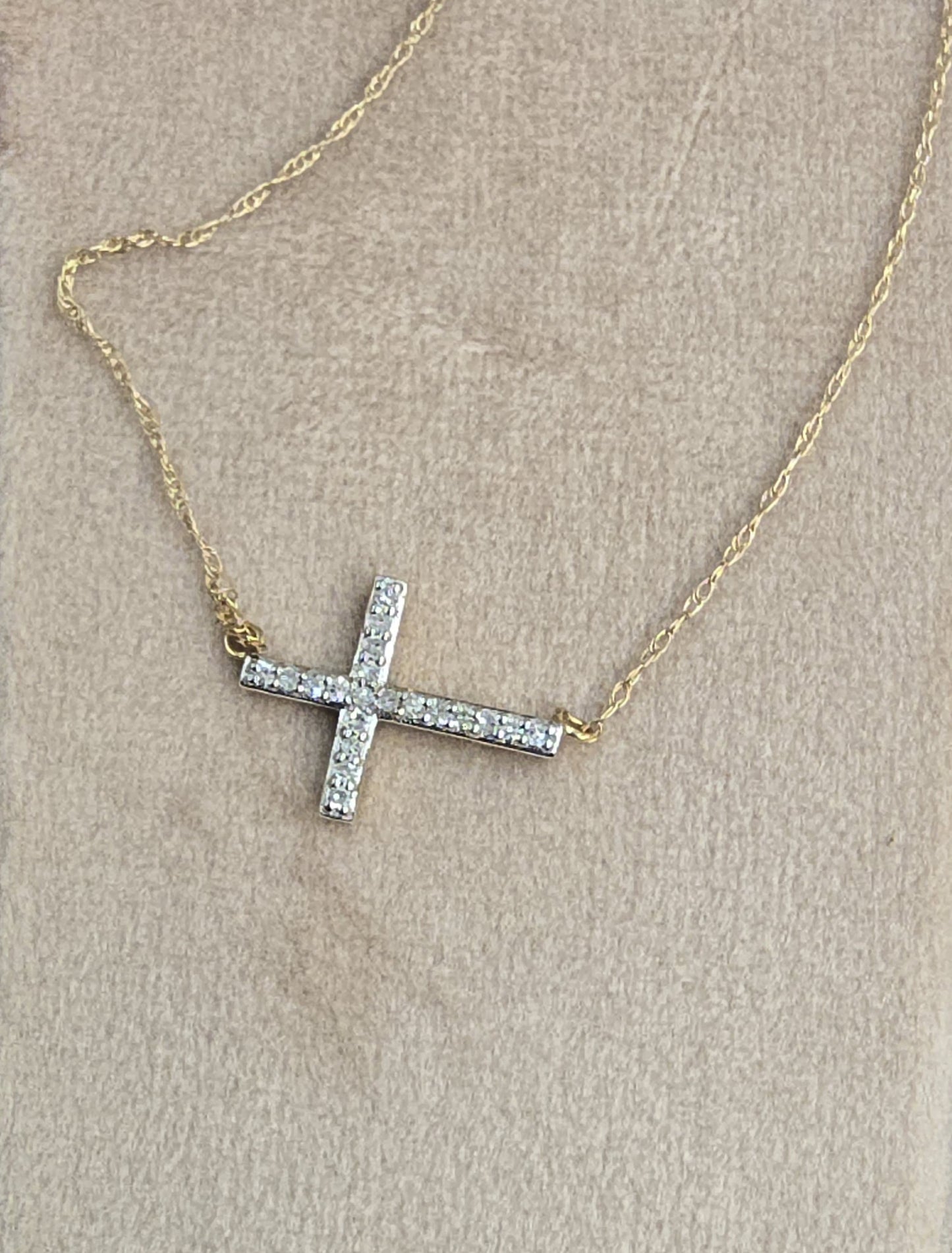 10k Natural Diamond Cross