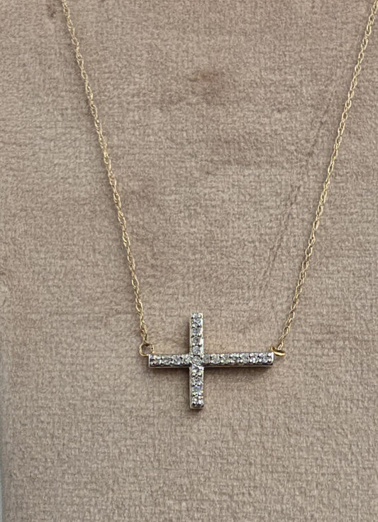 10k Natural Diamond Cross