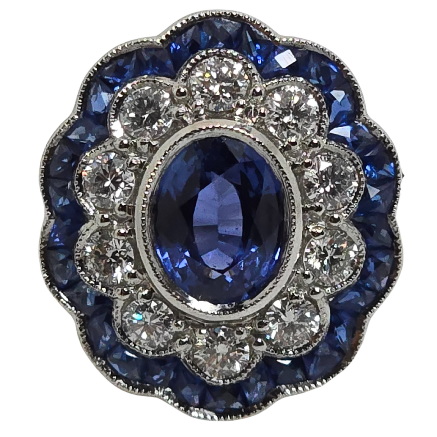 GIA certified Sapphire and diamond ring