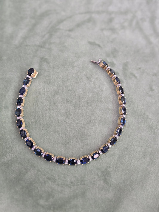 18k yellow natural sapphire and natural diamonds bracelet