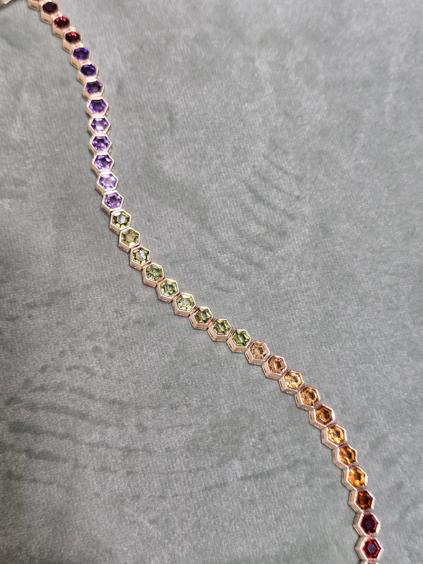Multi color natural gem stone bracelet