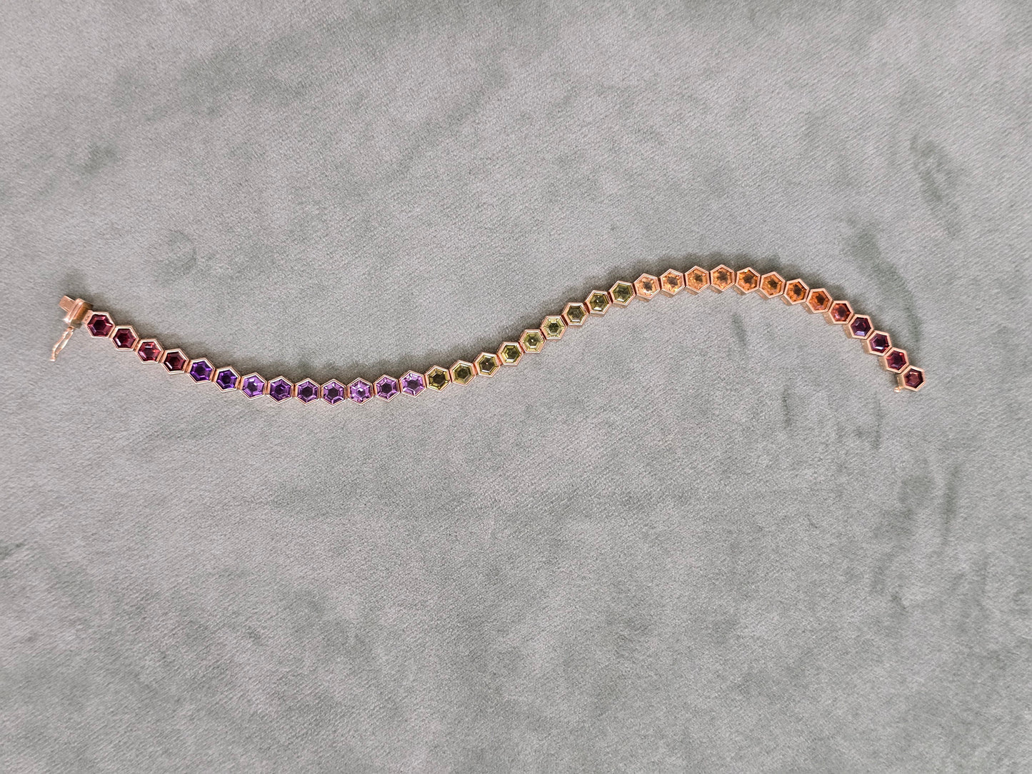 Multi color natural gem stone bracelet