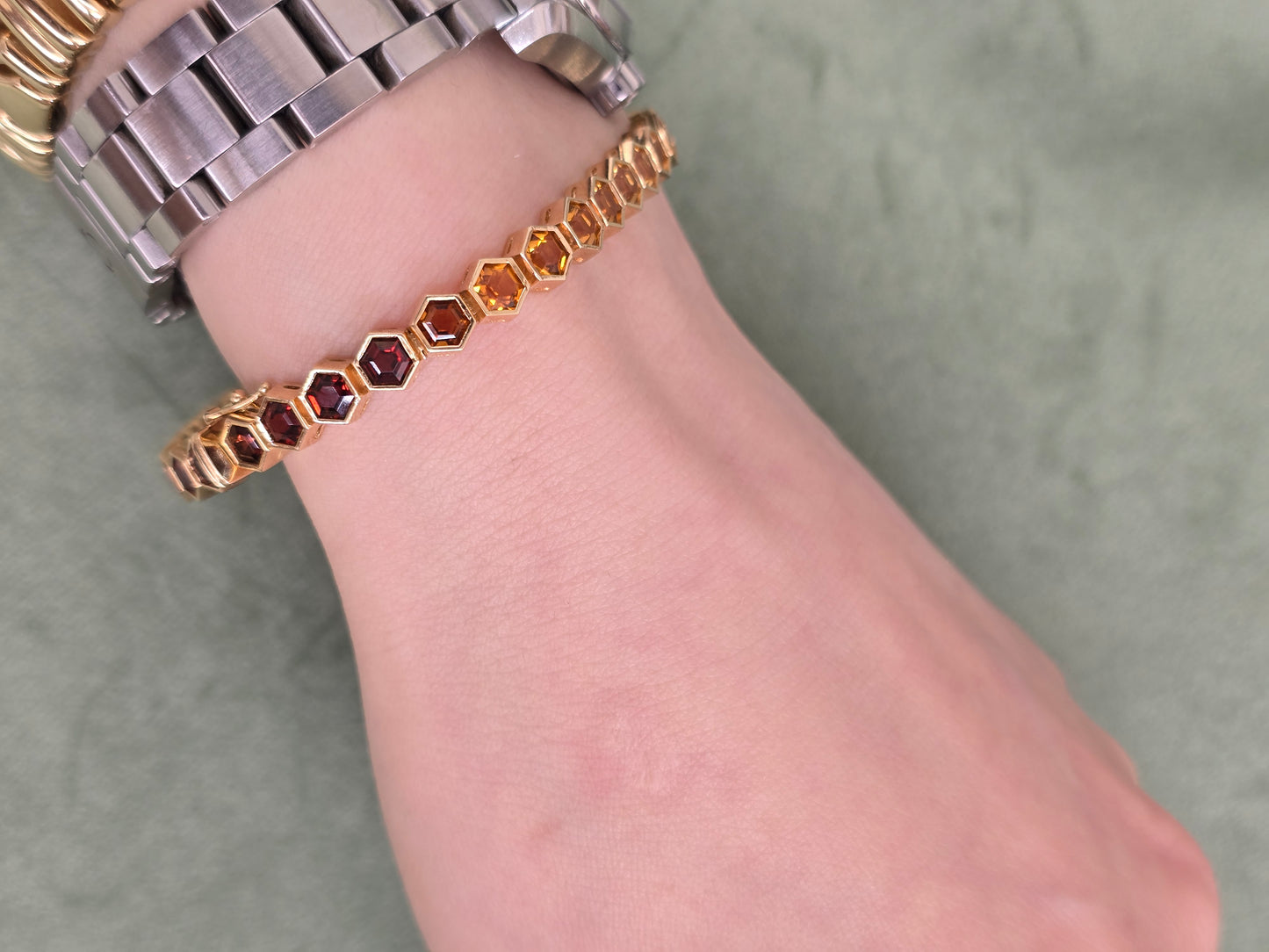 Multi color natural gem stone bracelet