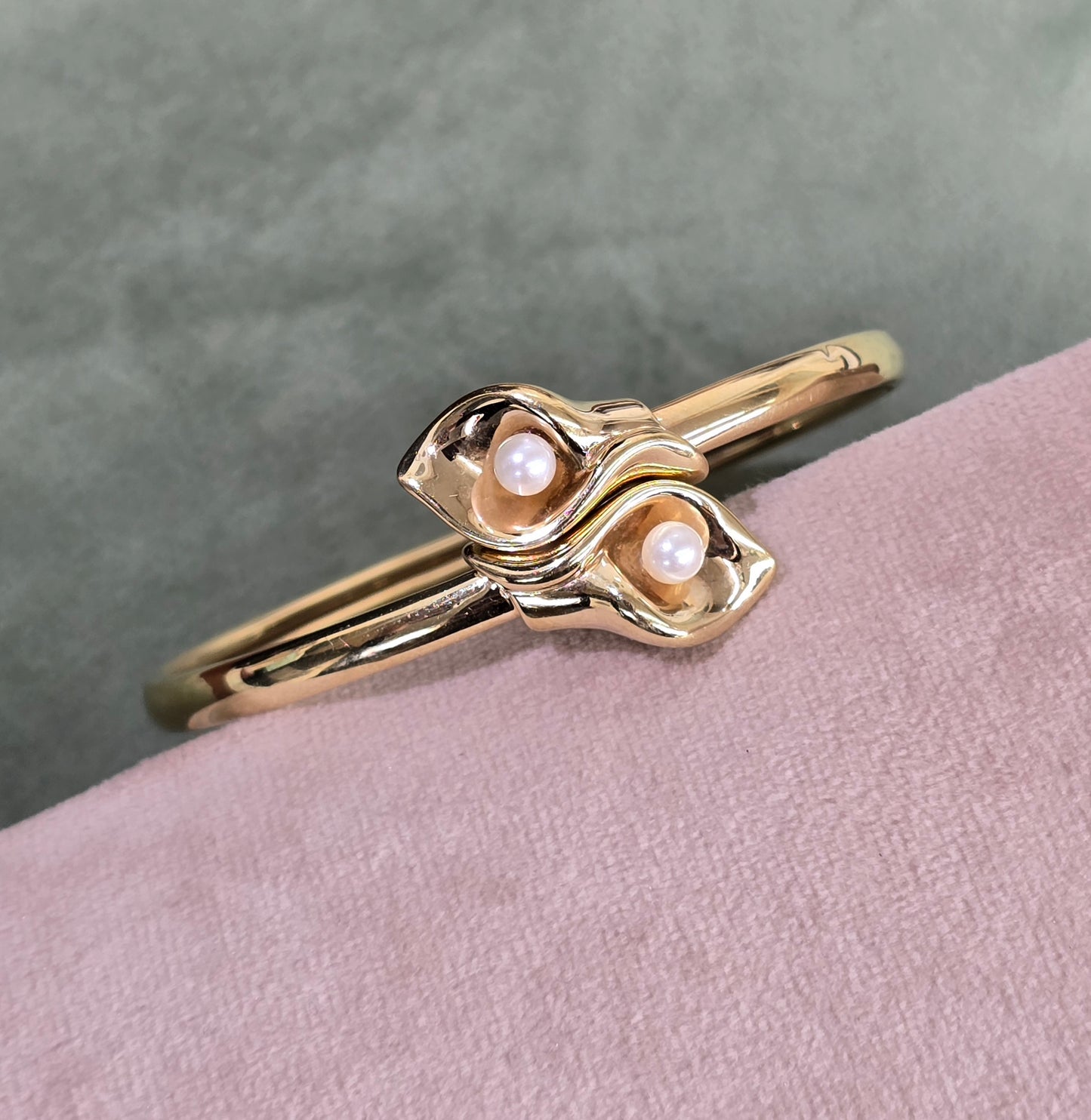 14k natural pearl fancy bangel