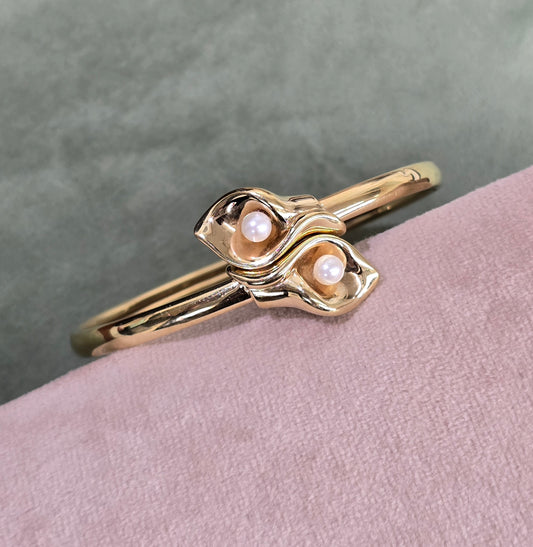 14k natural pearl fancy bangel