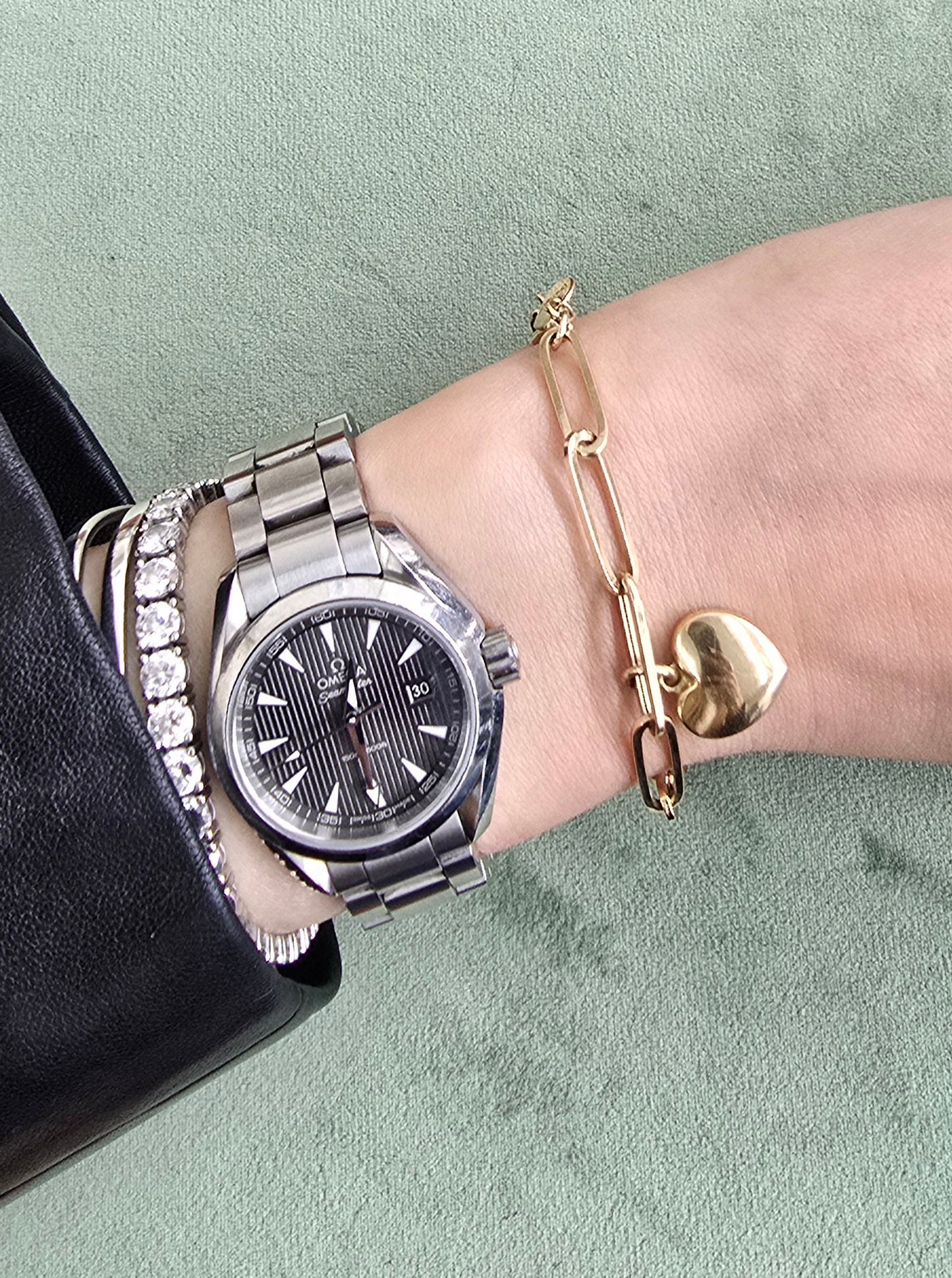 14k fancy paper clip bracelet